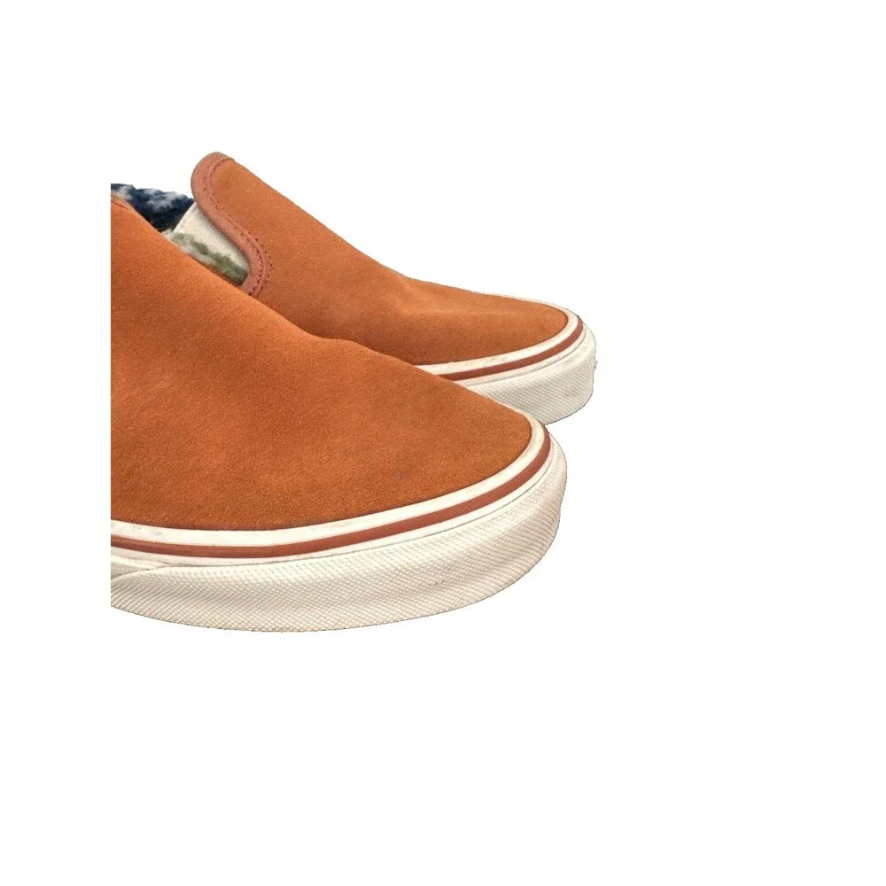 Vans Classic Slip-On Sherpa Lined Suede Rust Orange Men's 6.5 Women's 8 EU 38.5
